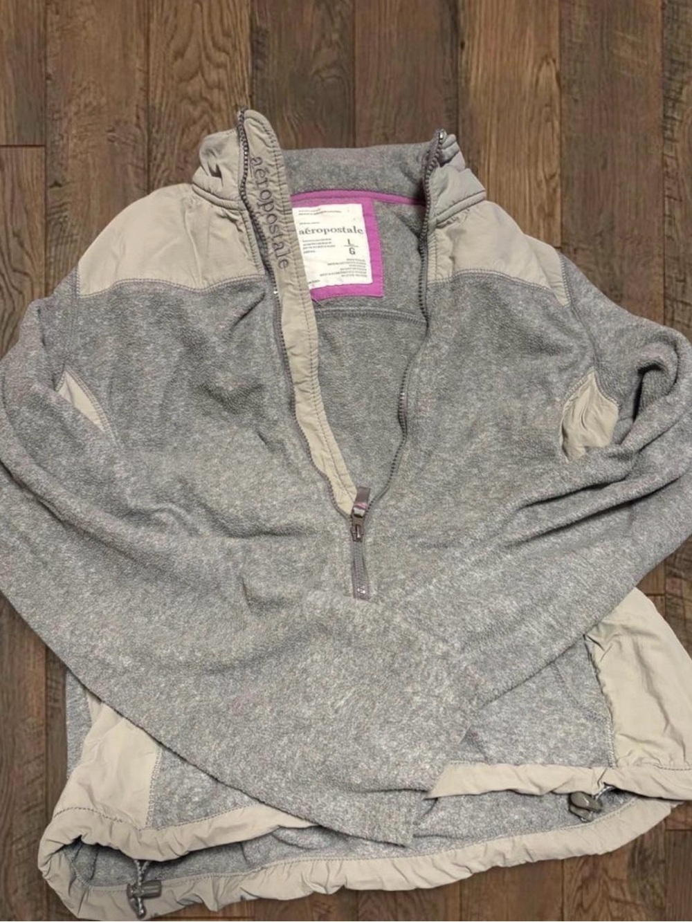 Aeropostale Gray and Tan Half-Zip Pullover Jacket